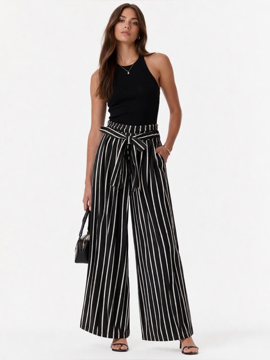 Forever 21 Pants - Forever 21 Contemporary Wide Leg Striped Pants High Waist Adjustable Small NWT